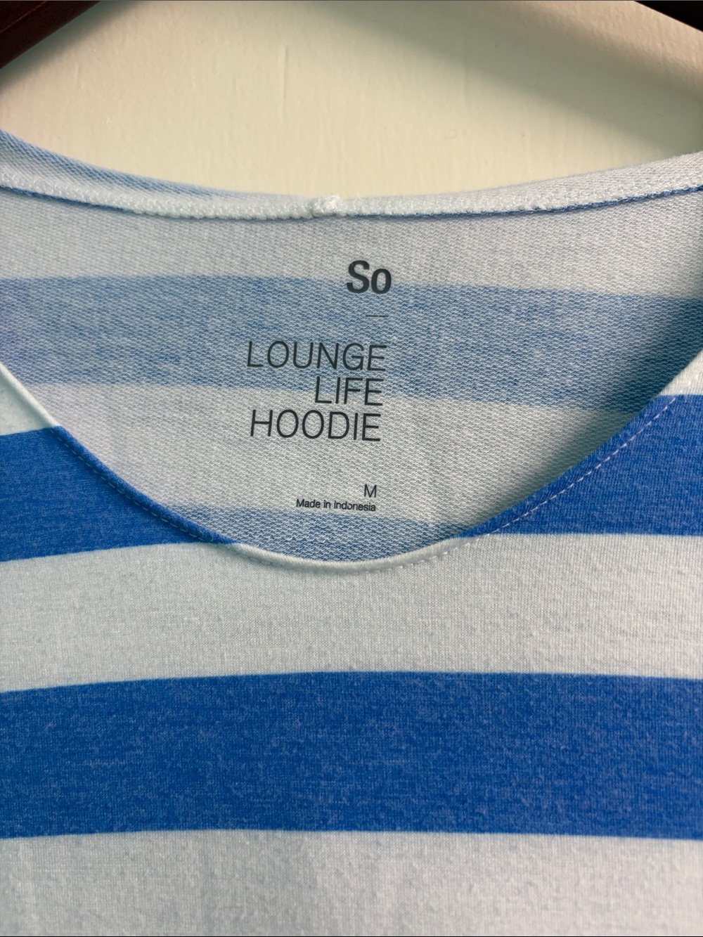 SO Blue and White Striped Drawstring Hoodie - Picture 2 of 4
